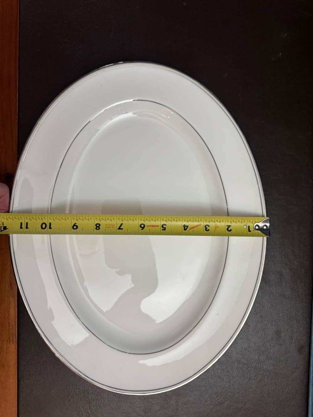 Waterford White Oval Porcelain Platter with Silver Band - Picture 4 of 4